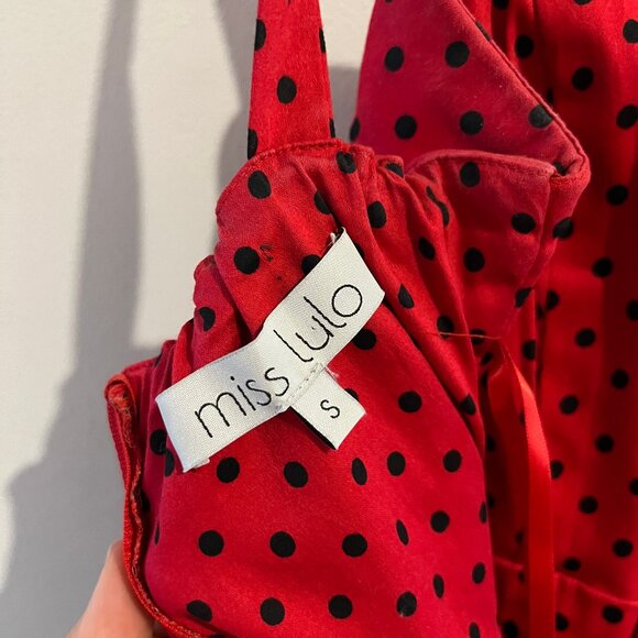 Vintage-style Red and Black Polka Dot Dress - Picture 3 of 3